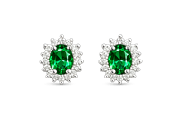 Orecchini Donna in Oro bianco Smeraldo sintetico Vidali Gioielli OROR-23-34